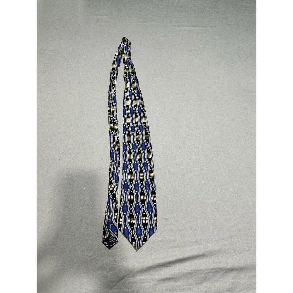 VTG Armonia Blue/Gold/Black Geometric Silk Necktie